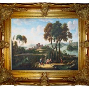 Scenic Landscape Art Print with Castle and Trees